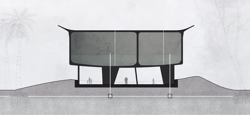 Section through large retention tank