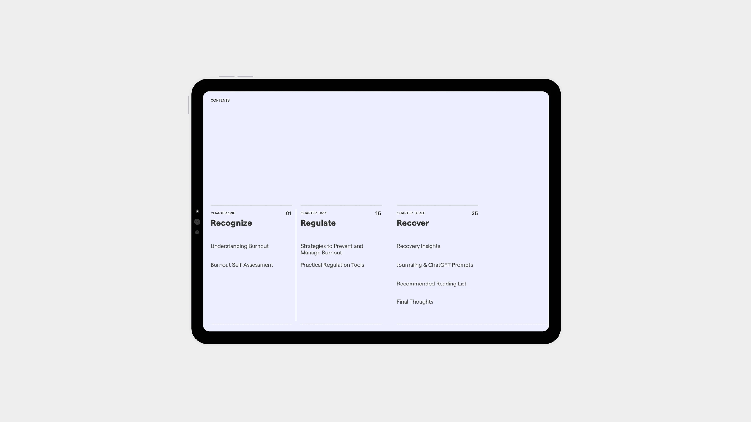 Burnout guide worksheet page