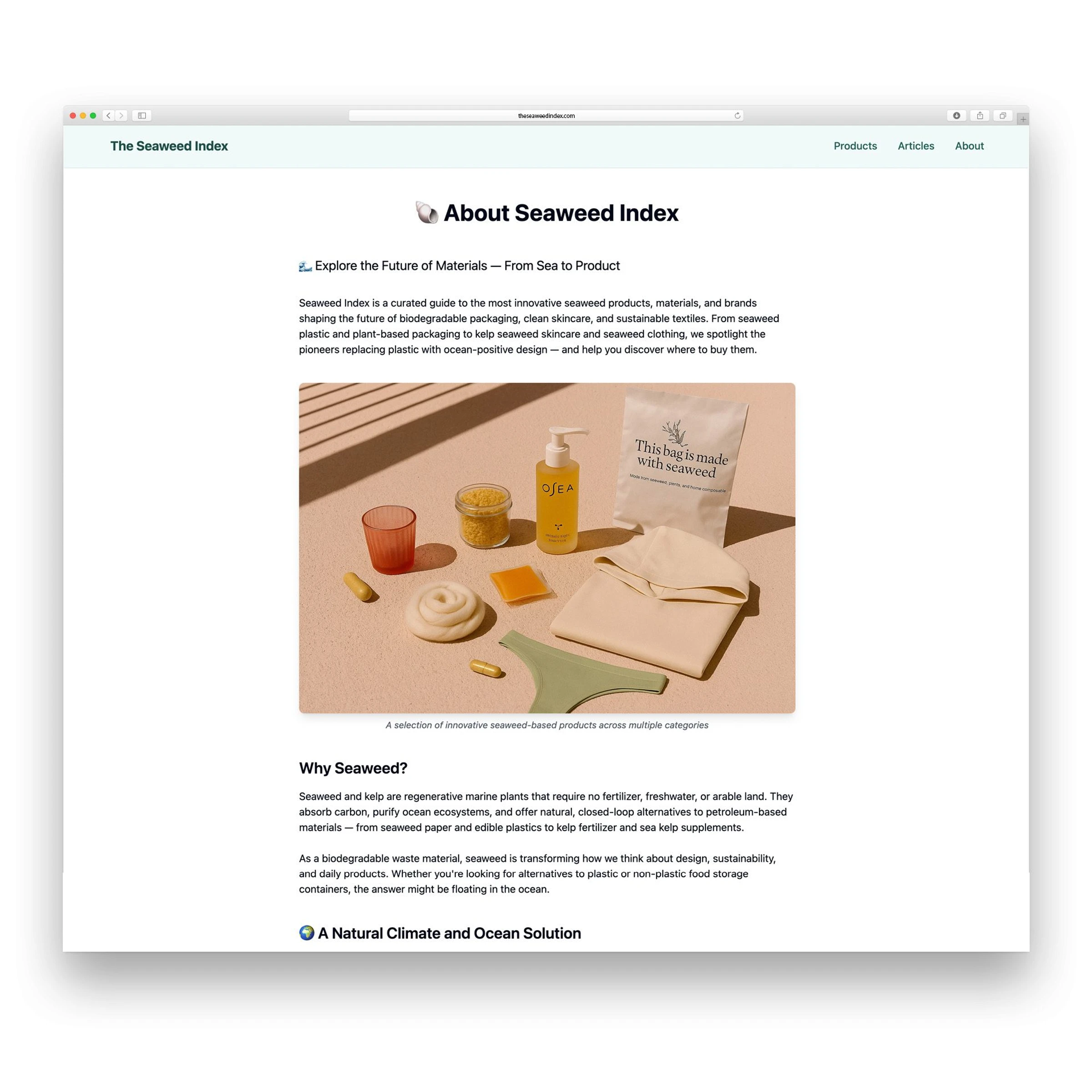 Seaweed Index about page