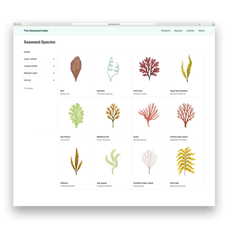 Seaweed Index species directory