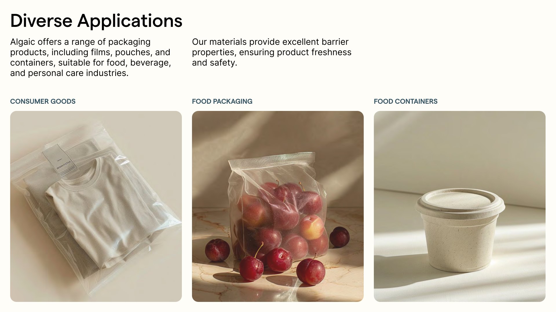 Applications: films, pouches, and containers