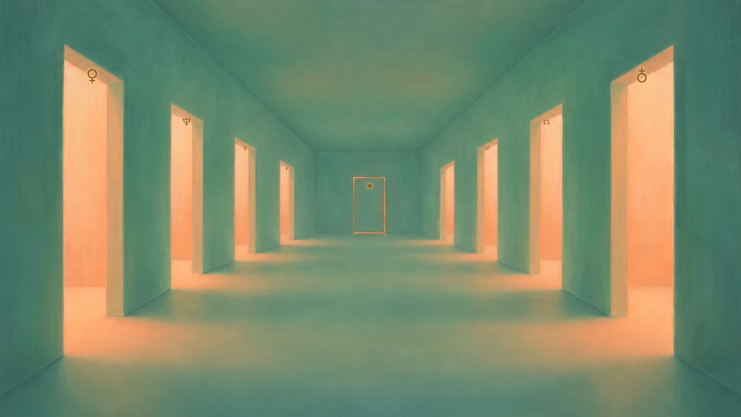 The Hall of Doors, found behind the library wall. What is beyond the eight is not shown here.
